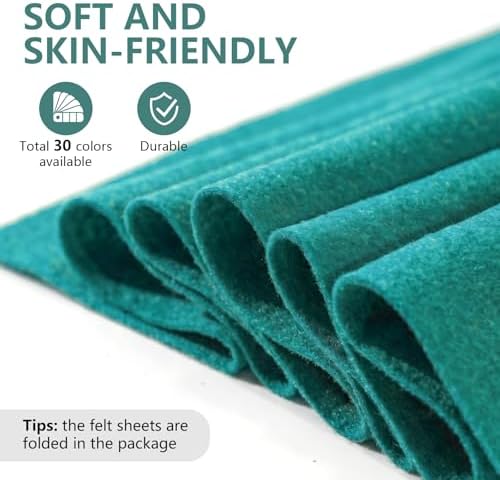 Peacock Green Felt Fabric 36'' X 36'', 1.4mm Large Felt Sheets Soft Durable - Image 3