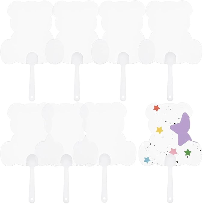 10Pcs Blank Transparent Hand Fan Plastic Handheld Fan by SOFPLATE