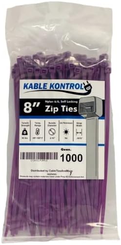 Kable Kontrol Purple Zip Ties 8 Inch 1000 Pcs, 50 Lbs Tensile Strength by KABLEKONTROL%C2%AE