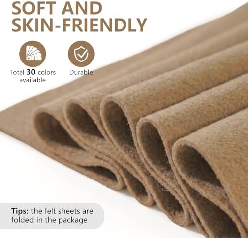 Khaki Felt Fabric 36'' X 36'', 1.4mm Large Felt Sheets Soft Durable Crafts Felt - Image 3