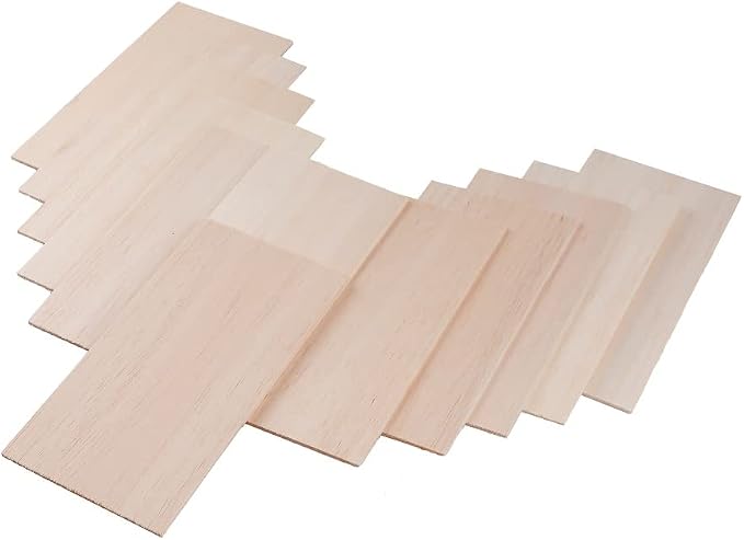 12 Pack Balsa Wood Sheets 1/12x4x8 Inch Natural Wood Color Unfinished Wood by iUoczi