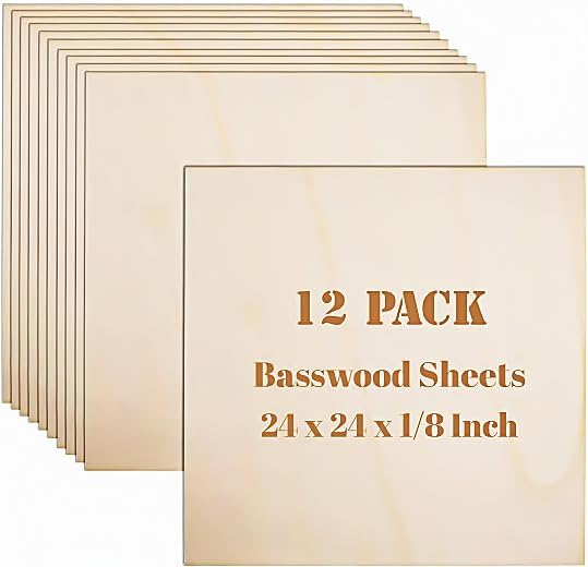 12 Pack Basswood Sheets Plywood Board 24 x 24 x 1/8 Inch- Unfinished Wood Boards by Unknown