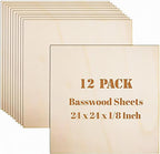 12 Pack Basswood Sheets Plywood Board 24 x 24 x 1/8 Inch- Unfinished Wood Boards by Unknown