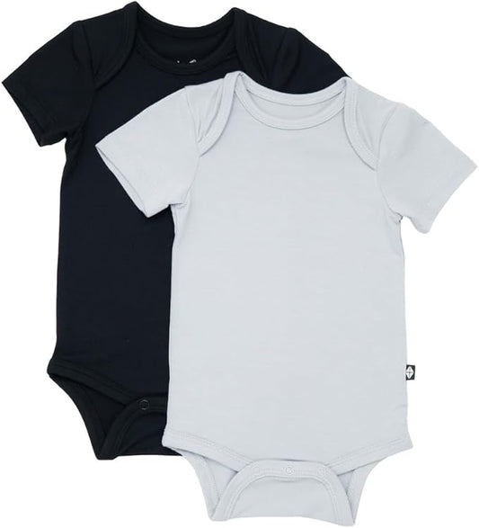 KYTE BABY Unisex Bodysuits, 2-Pack Short Sleeve Baby Bodysuits, 97% Rayon made from Bamboo, 3% Spandex