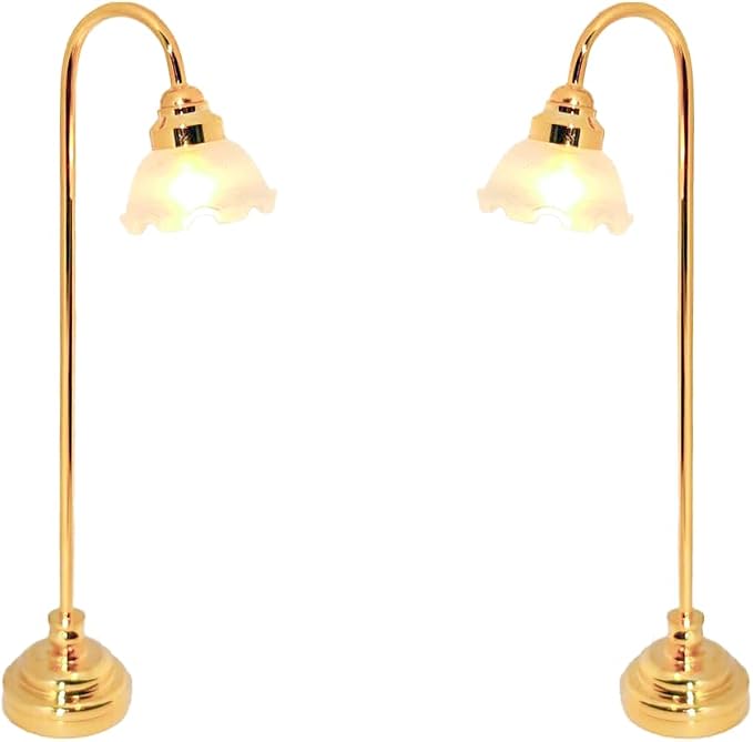 2 pcs Dollhouse Miniature Floor Lamps, 1:12 Scale LED Battery Operated - Image 2