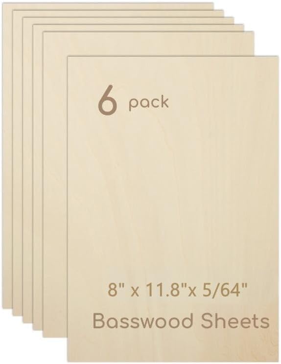 6 Pack Plywood Sheets, Unfinished Wood Boards Blanks by Hosifiy