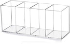 HSYMQ Acrylic Pen Holder 4 Compartments Clear Pencil Holder Organizer Makeup by HSYMQ