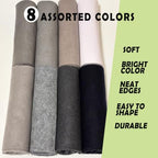 Black White Grey 8 Assorted Soft Felt Sheets Fabric 8'' x 36'' 1.6mm Thick | - Image 3