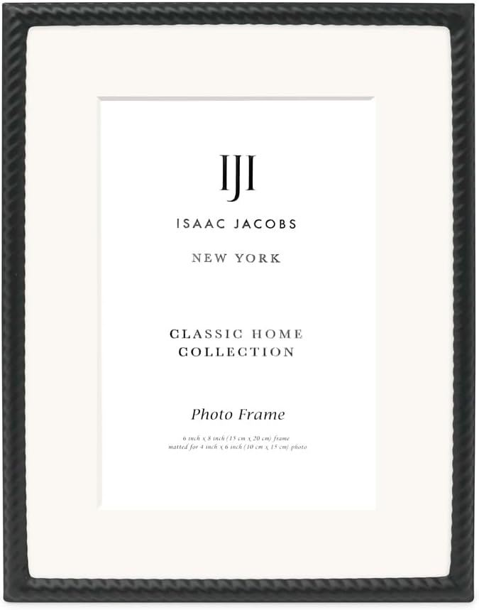 Isaac Jacobs 6x8 Black Metal Rope Border Picture Frame, Horizontal & Vertical - Image 2