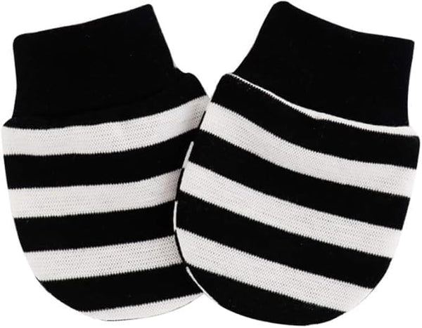 1 Pair Baby Anti-Scratch Cotton Mittens,Baby Anti Scratching Soft Cotton Gloves Newborn Infant Handguard Mittens Black and White Stripes Gloves and Mittens Accessories, Girls' Gloves and Mittens