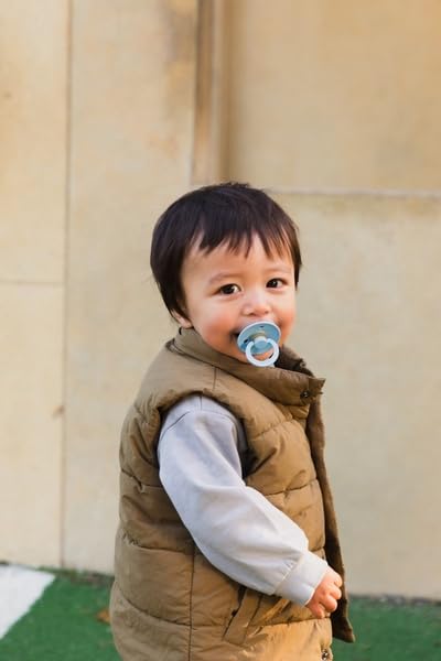 BIBS Colour Pacifier 2-Pack, BPA Free Dummy Binky, Round Nipple. Natural Rubber Latex, Made in Denmark, Size 1 (0-6 Months), Pale Butter/Petal