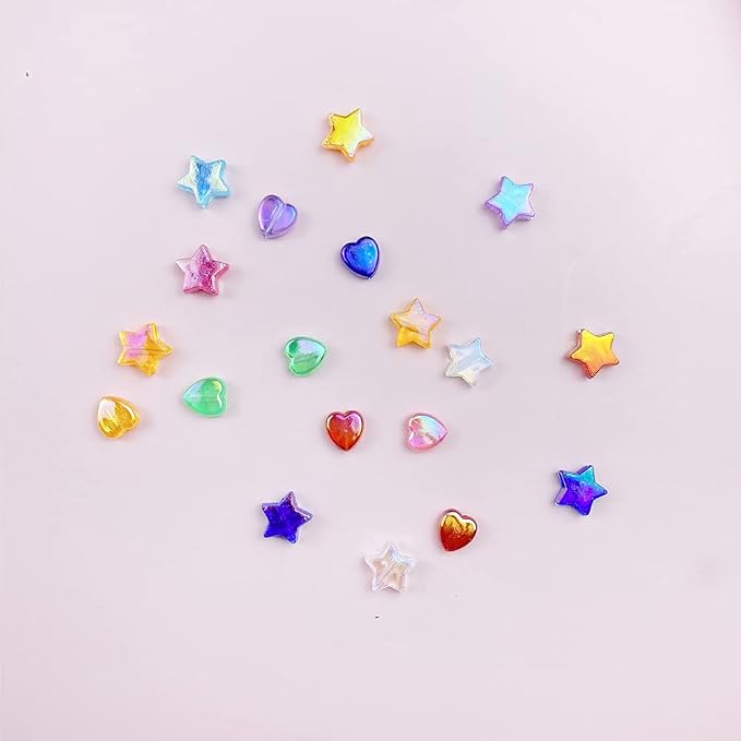 Jmassyang 600 PCS Acrylic Beads Heart Star Shape Charming Clear AB Colors Bead - Image 3