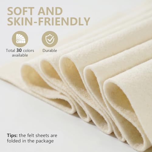 Ivory Felt Fabric 36'' X 36'', 1.4mm Large Felt Sheets Soft Durable Crafts Felt - Image 3