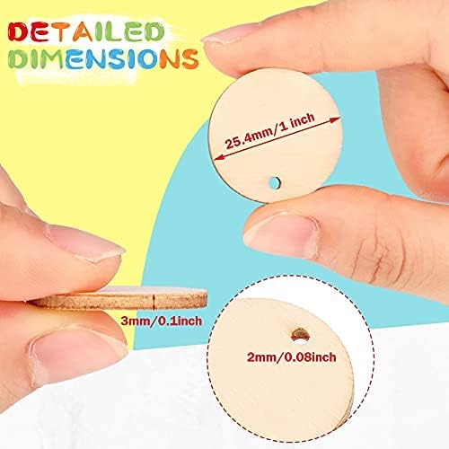 200 Pieces Unfinished Blank Wood Circle Pendants Round Disc Circle Wood Pieces - Image 3