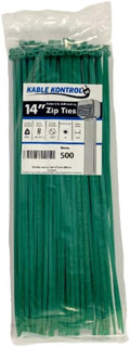 Kable Kontrol Green Zip Ties 14 Inch 500 Pcs, 50 Lbs Tensile Strength, by KABLEKONTROL%C2%AE