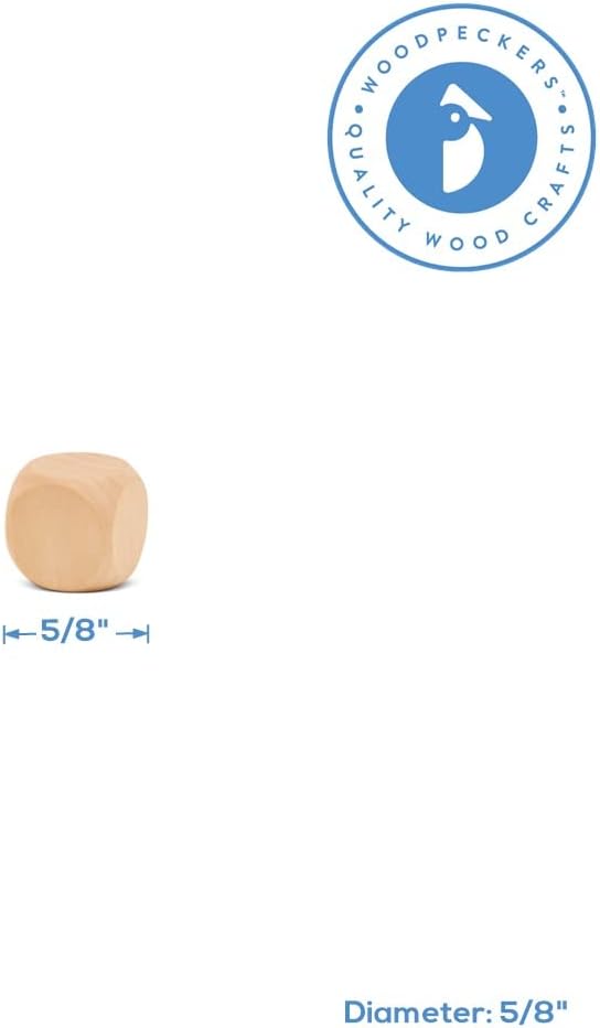 Blank Dice 5/8 inch x 5/8 inch, Small Wooden Craft Cubes - Image 4