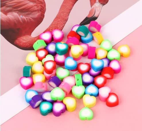 100pcs Colorful Heart Polymer Clay Spacer Beads - Image 7