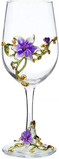 Simcat Handmade Painted Enamel Flower Glass Wine Glasses Transparent Refined by Simcat
