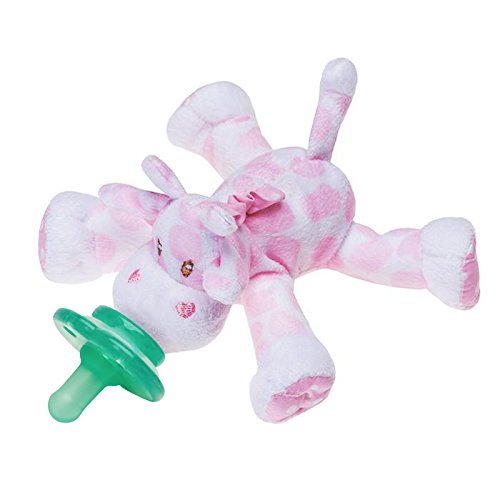 Nookums Paci-Plushies Shakies - Pacifier Holder with Built in Rattle (2 in 1)- Adapts to Name Brand Pacifiers, Suitable for All Ages, Plush Toy Includes Detachable Pacifier (Jaspie The Giraffe)