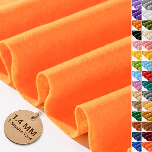 Orange Felt Fabric 36'' X 36'', 1.4mm Large Felt Sheets Soft Durable Crafts by FEIYAUMI