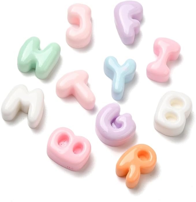 DanLingJewelry 200Pcs Mixed Styles Letter Cabochon Opaque Resin Alphabet by DanLingJewelry