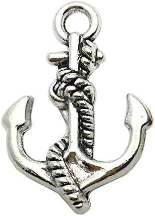 iloveDIYbeads 100g Craft Supplies Antique Silver Ship Wheel Anchor Charms - Image 9
