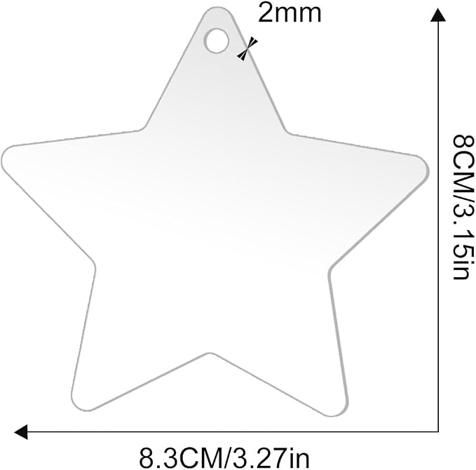 12 Pack Blank Star Ornaments Christmas Hanging Ornaments Clear Acrylic Xmas - Image 3