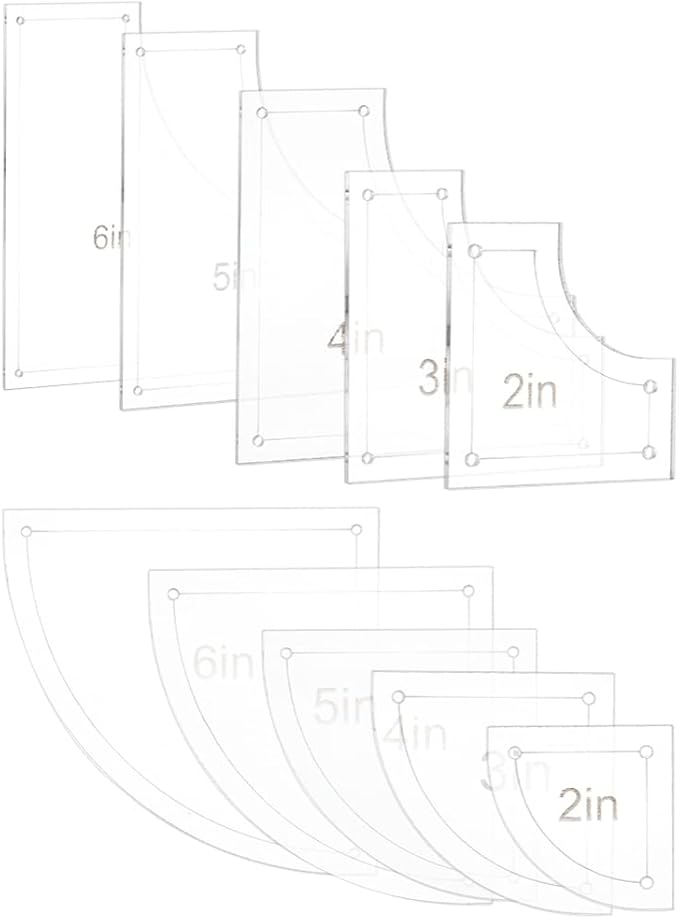 BENECREAT 10Pieces Quilting Acrylic Template Set, 2/3/4/5/6Inch Transparent by BENECREAT