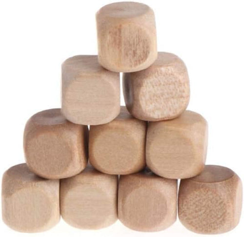 10 Pcs Wooden Dice, 6 Sided Blank Dice Round Corner Cube DIY Graffiti Crafts by Unknown