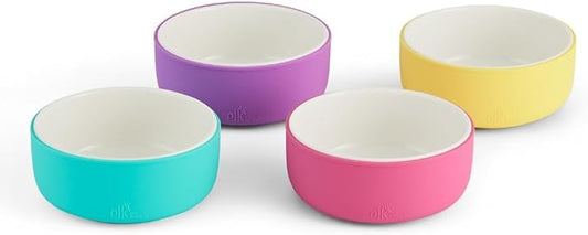Elk and Friends Kids Porcelain Bowls with Silicone Sleeve | Kids/Toddler/Baby Feeding | Microwave & Dishwasher Safe | Non slip | Cereal/Soup/Snack Dishes & Dinnerware