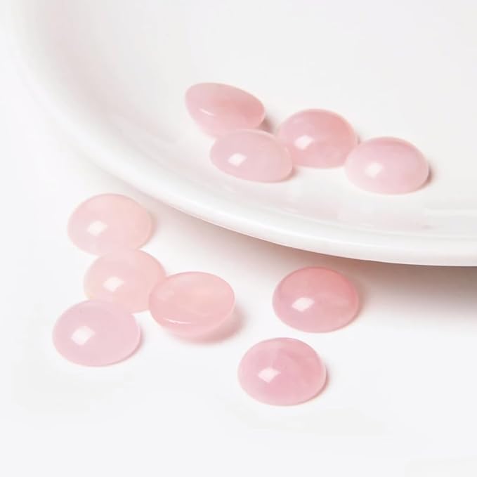 20pcs 12mm Natural Stone No Hole Rose Quartz Semicircle Smooth Cabochons Beads - Image 3