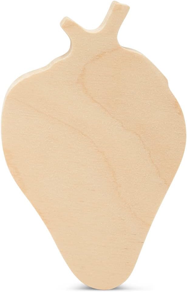 Strawberry Cutout 4-inch, 1/2 inch Thick, Unfinished Wood Crafts by Woodpeckers