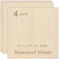 4 Pack Plywood Sheets, 17.1" x 17.1"x 5/64" Basswood Sheets | 2mm Basswood by Hosifiy