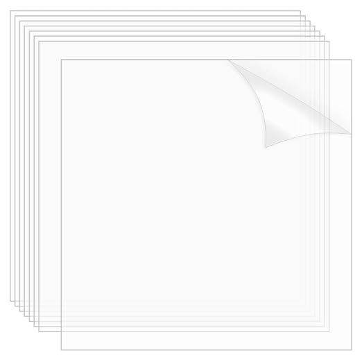 AHANDMAKER 8 Sheets Clear PET Sheet 9.84 x 9.84 Inch Transparent 0.5mm Thin by AHANDMAKER