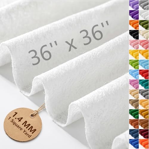Ice White Felt Fabric 36'' X 36'', 1.4mm Large Felt Sheets Soft Durable Crafts by FEIYAUMI