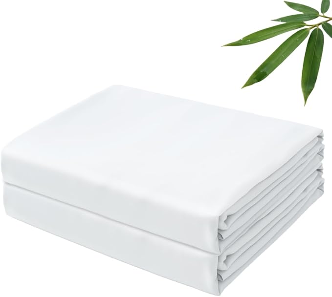Bamboo Viscose Flat Sheets Only, 400 Thread Count Sateen Weave Cal King Size by ZaizaiHome