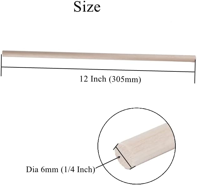 30 Pack Round Wood Dowel Rods 1/4x1/4x12 Inch Balsa Wood Sticks φ1/4 Inch - Image 3