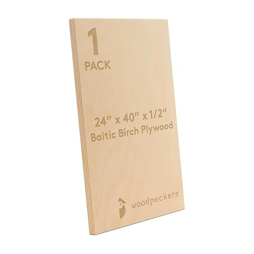 Baltic Birch Plywood 24 x 40 x 1/2 Inch - 12 mm Craft Wood by Woodpeckers