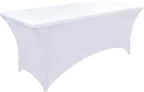 10-Pack 6ft White Spandex Table Covers - Image 9