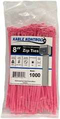 Kable Kontrol Pink Zip Ties 8 Inch 1000 Pcs, 50 Lbs Tensile Strength, by KABLEKONTROL%C2%AE