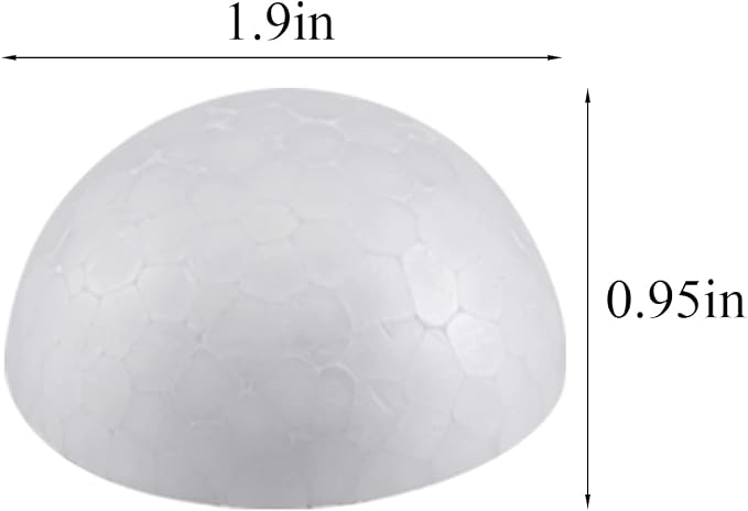 Crafjie 12PCS 2 Inchs White Half Round Foam Balls Polystyrene Half Foam Balls - Image 2