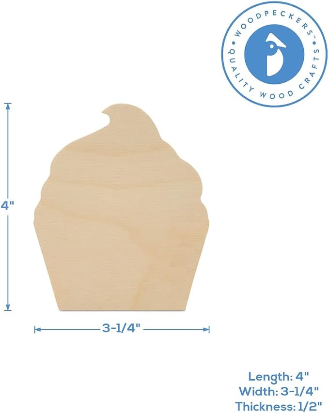 Cupcake Chunky Wood Cutout 4 x 3-1/4-inch, by Woodpeckers - Image 6