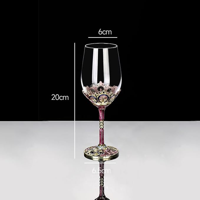 Simcat Handmade Painted Enamel Flower Glass Wine Glasses Transparent Refined - Image 2