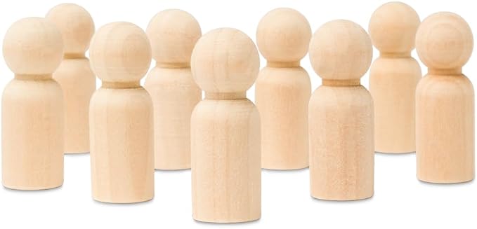 Wood Peg Dolls, 1-11/16 Inch Boy Shape Wooden Peg People, Strong Birch Wooden by Woodpeckers