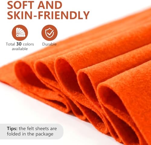 Neon Orange Felt Fabric 36'' X 36'', 1.4mm Large Felt Sheets Soft Durable - Image 3