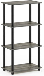 Furinno Turn-N-Tube No Tool 4-Tier Storage Shelf, French Oak Grey/Black - Image 4