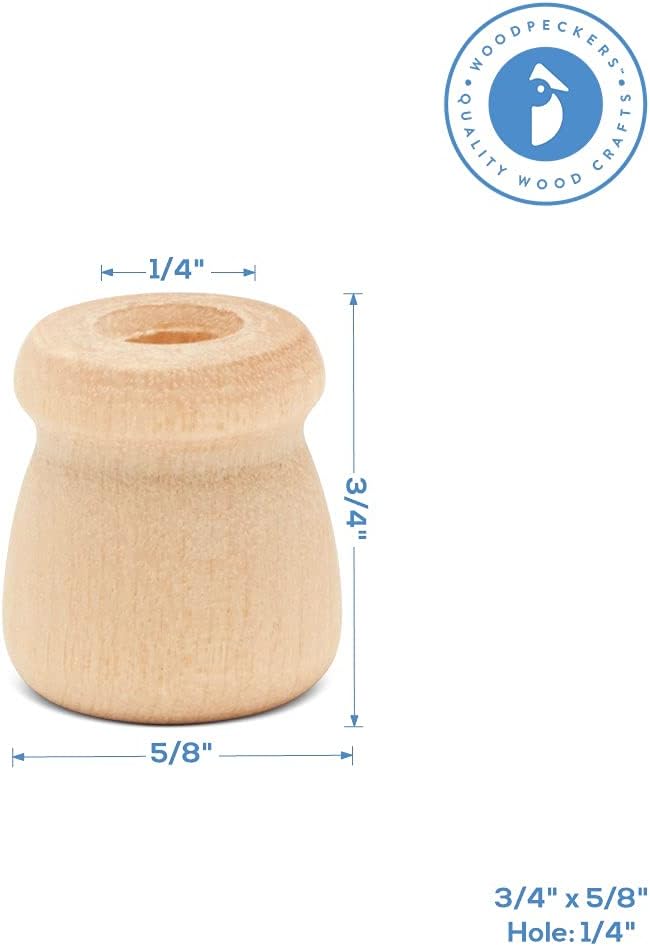 Bean Pot Candle Cups, 5/8 Inch, 1/4 Inch Hole, Wood Turnings - Image 2