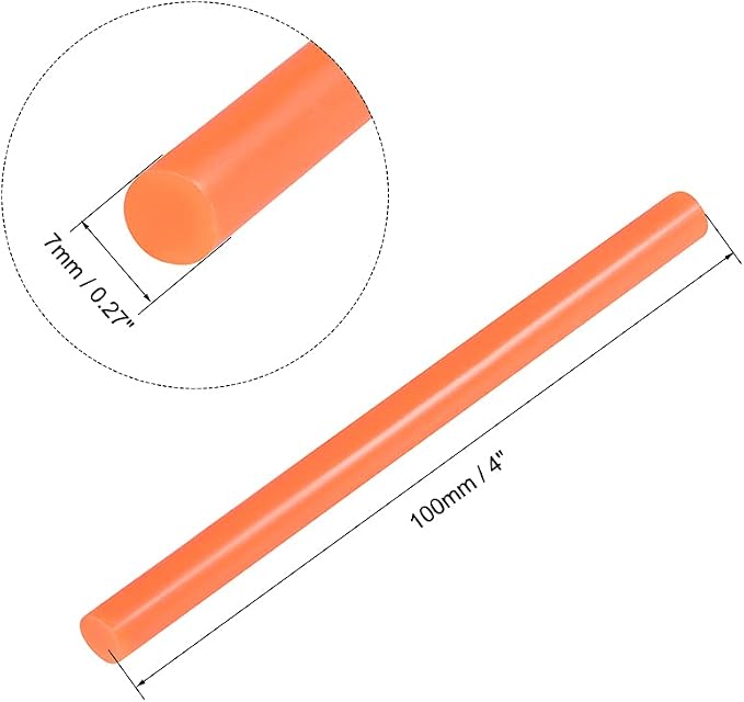 uxcell Mini Hot Glue Sticks for Glue Gun 7mm x 100mm Orange 12pcs - Image 2
