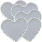 5Pcs Love Heart Epoxy Mold DIY Resin Casting Heart Base Coaster Silicone Mold - Image 5