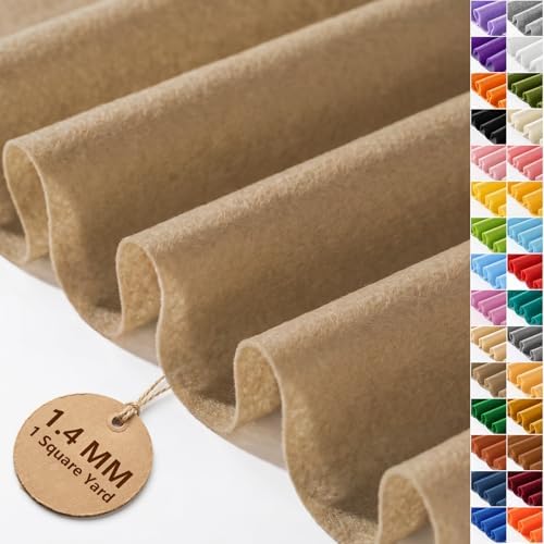 Khaki Felt Fabric 36'' X 36'', 1.4mm Large Felt Sheets Soft Durable Crafts Felt by FEIYAUMI